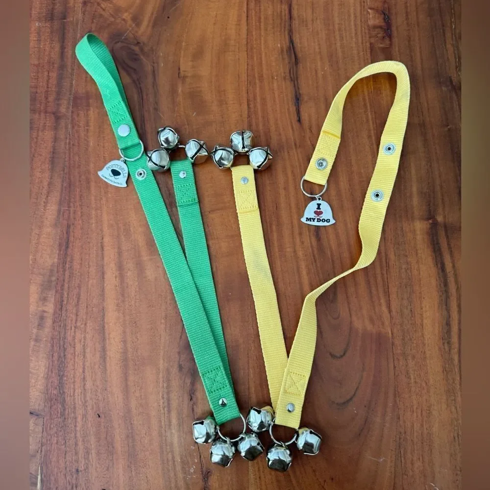 2 🟢🟡 Green and Yellow Dog Training Bells EUC 1 for each door.